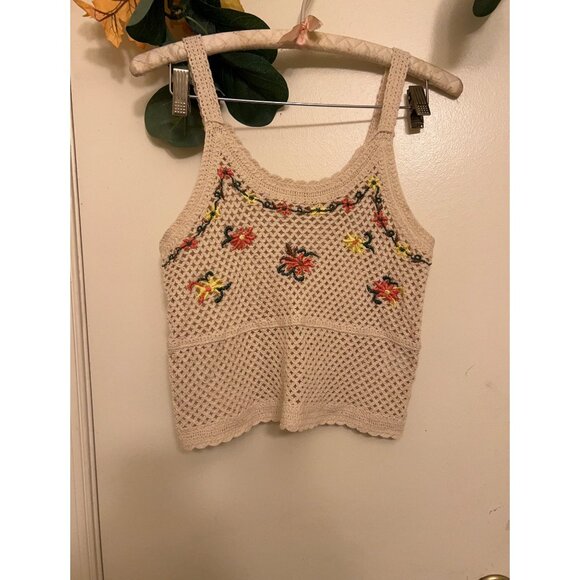 Rebellion Tops - Rebellion Again/Coquette Crochet Tank Boho Size Medium